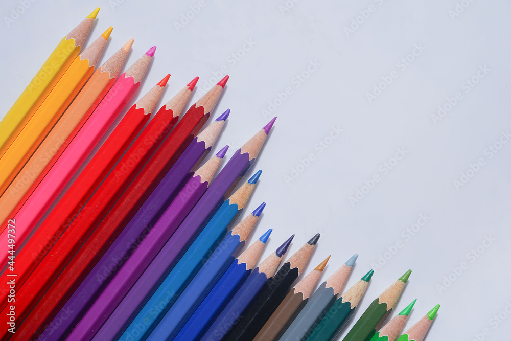 Fototapeta premium Set of colorful pencils isolated on white background.