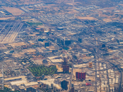 Aerial view of the famous strip and cityscape