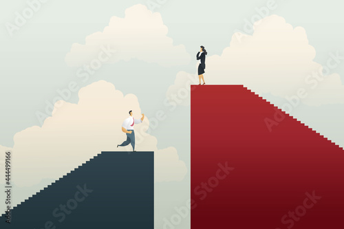 Business inequality with businessmen and businesswoman Work position injustice, inequality, unequal opportunities. concept Eps10 vector illustration photo