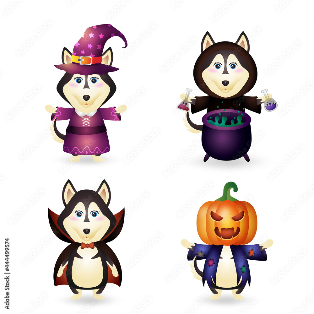 cute wolf with costume halloween character collection cute wolf with costume halloween character collection