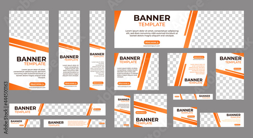 Set of Corporate Business web banners with standard size and place for images. Vertical, horizontal and square template. Vector illustration	
