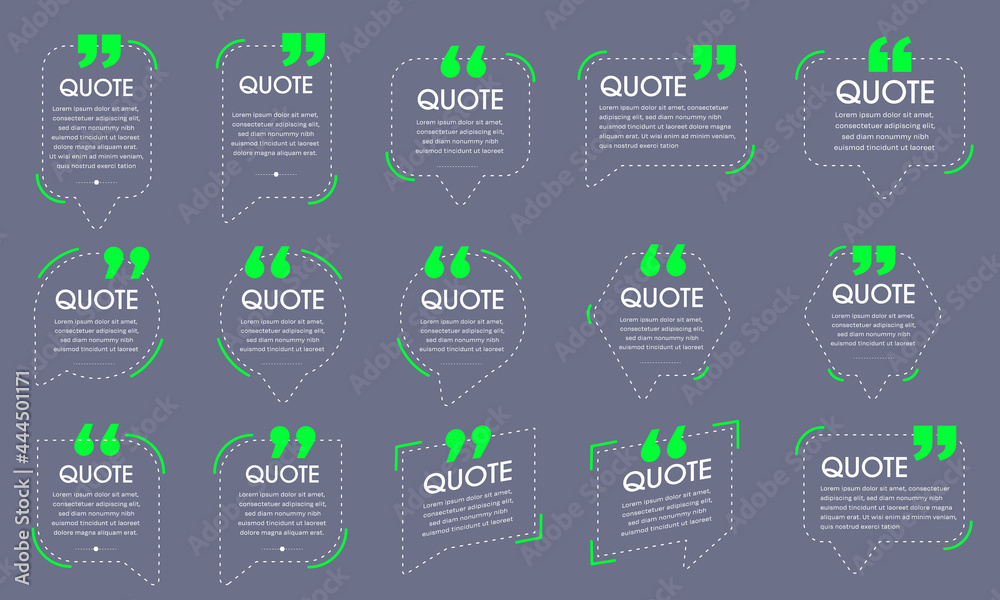 Quote bubbles, Quote frames templates set. Text in brackets, citation empty speech bubbles, Textbox isolated and shadow background, Vector illustration. Quote bubbles, Quote frames templates set. Text in brackets, citation empty speech bubbles, Textbox isolated and shadow background, Vector illustration.