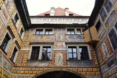 Interior art during the passage into the Cesky Krumlov Castle, in the South Bohemian Region of the Czech Republic.