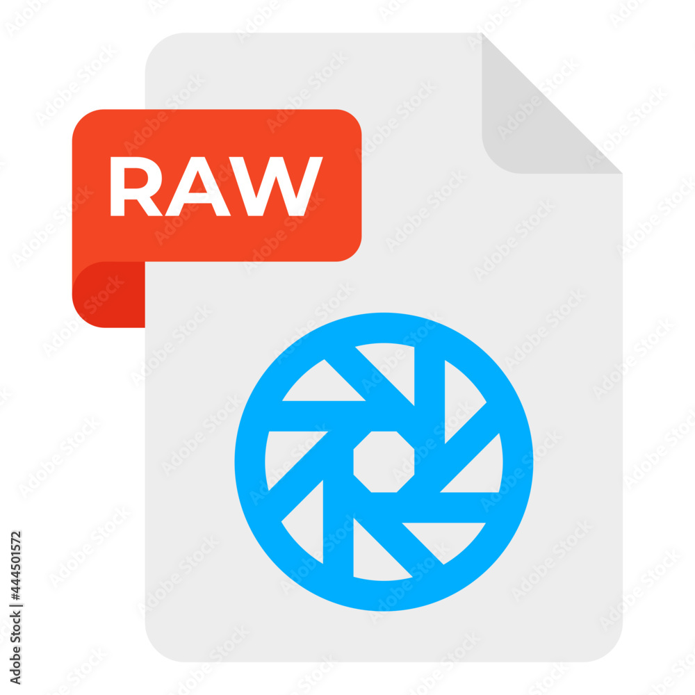 A creative design icon of raw file format A creative design icon of raw file format