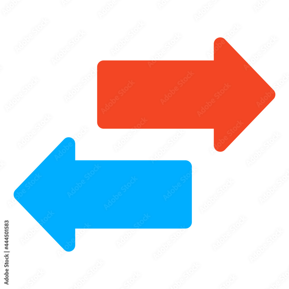 Left and right arrows, flat design of opposite direction arrows Left and right arrows, flat design of opposite direction arrows