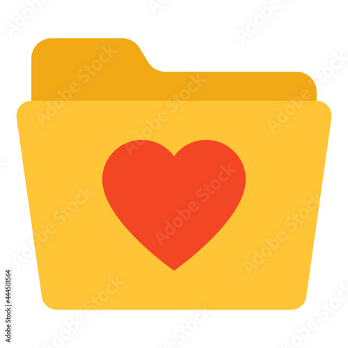 Heart on document case, icon of favorite folder 