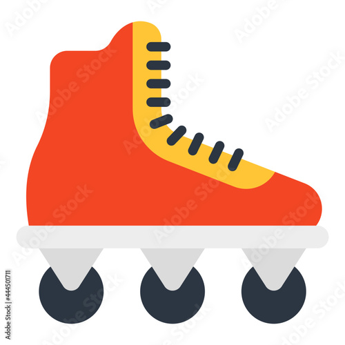Adventurous footwear icon, flat design of ice skate