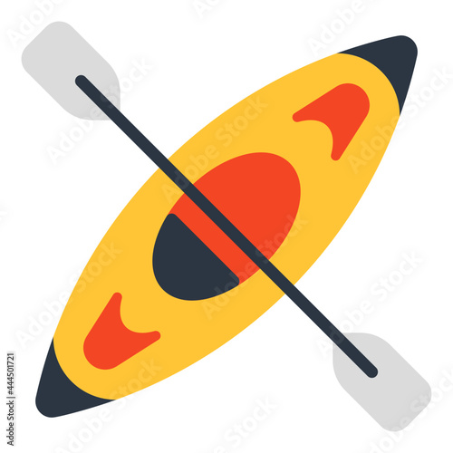 Flat design icon of canoe 