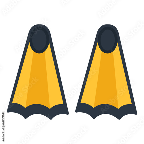 A diving flippers icon, swimming fins vector