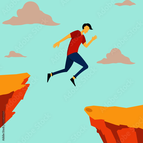 a person who jumps over a cliff from a high cliff