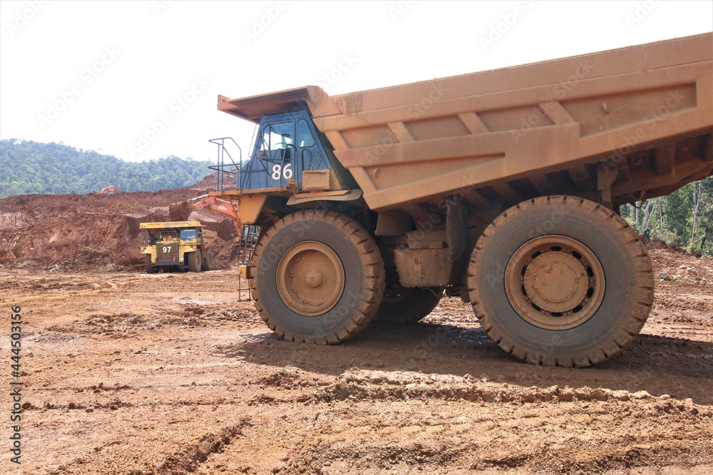 A big dump trucks used to transport mining material in the nickel mining A big dump trucks used to transport mining material in the nickel mining