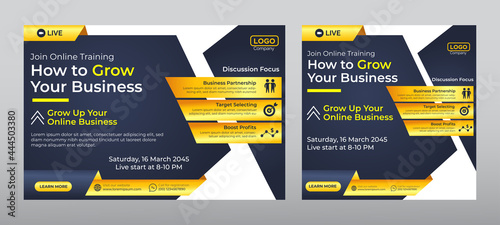 Business Conference live webinar banner invitation and social media post template. Business webinar invitation design. Vector EPS