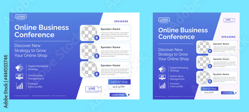 Business Conference live webinar banner invitation and social media post template. Business webinar invitation design. Vector EPS