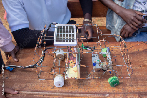 Solar powered electric car miniature using recycled material