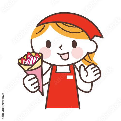 Woman selling crepes クレープを販売する女性