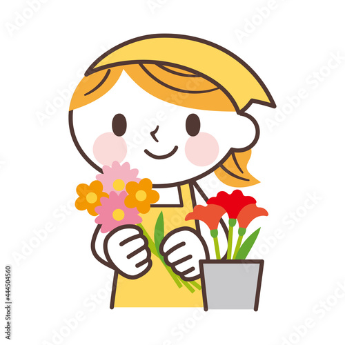 A woman working in a flower shop 花屋の店員の女性