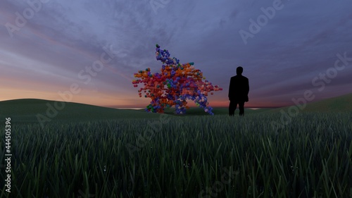 silhouette of a person in a field