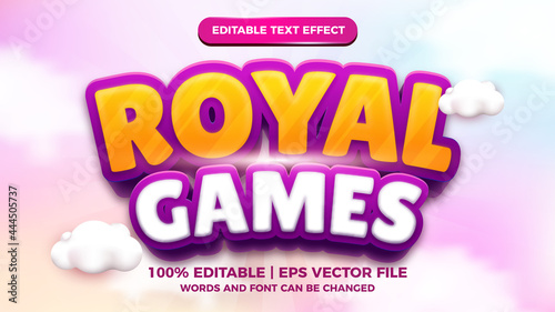 royal games  editable text effect cartoon comic game title template style