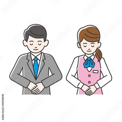 会社員のお辞儀イラスト