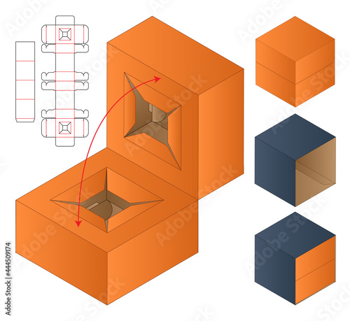 Box packaging die cut template design. 3d mock-up