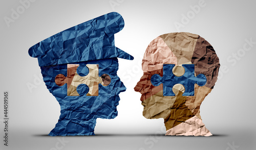 Fotografija Police community and policing strategy communication building trust as law enfor