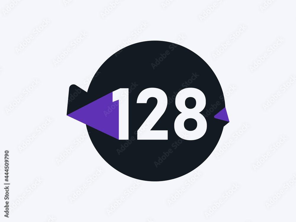 Number 128 logo icon design vector image