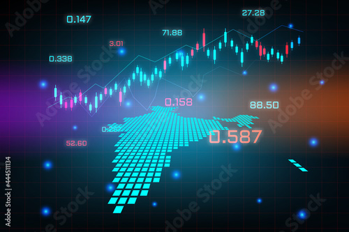 Stock market background or forex trading business graph chart for financial investment concept of India map. business idea and technology innovation design.