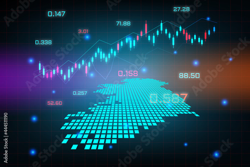 Stock market background or forex trading business graph chart for financial investment concept of Ireland map. business idea and technology innovation design.