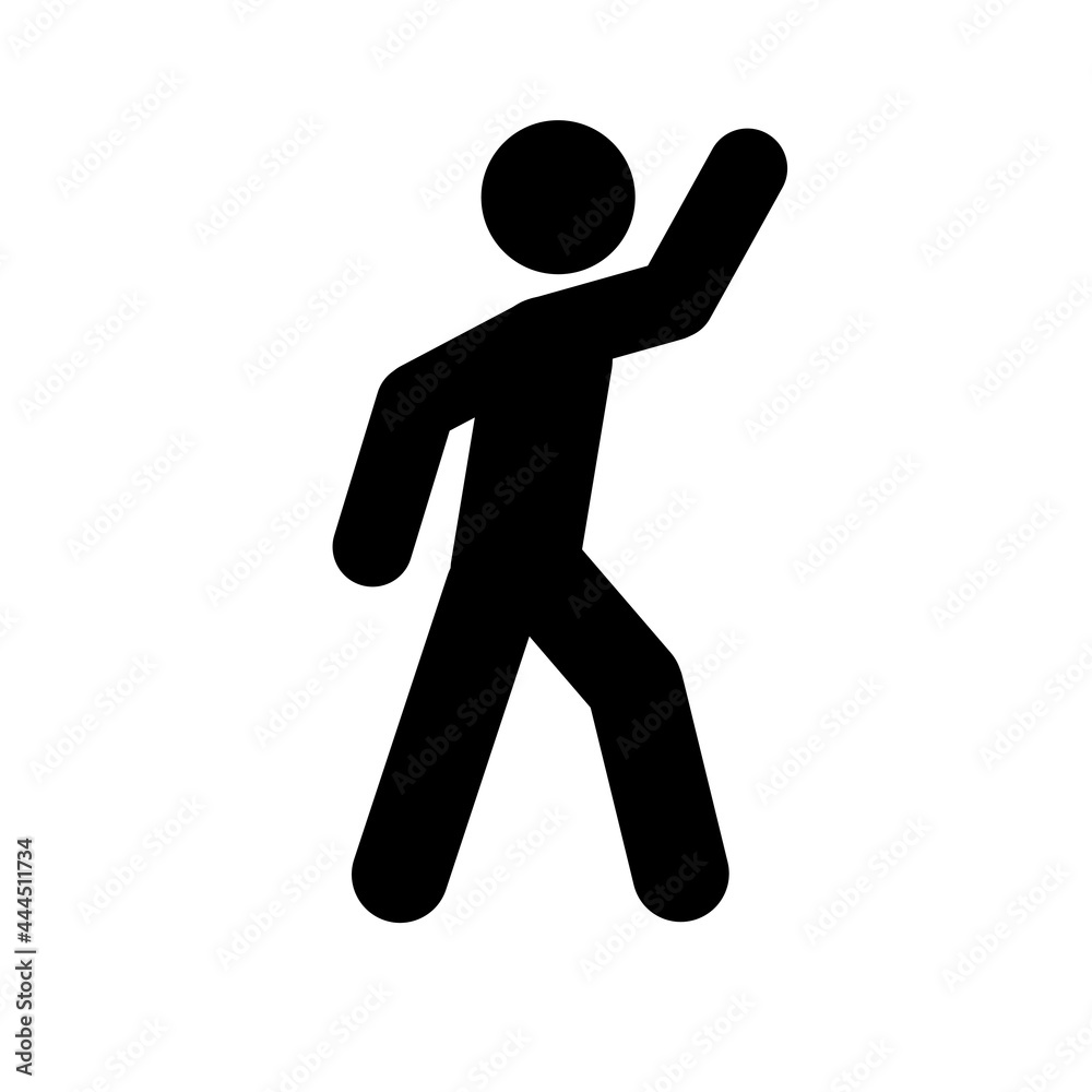 Waving hand man icon People in motion active lifestyle sign Waving hand man icon People in motion active lifestyle sign
