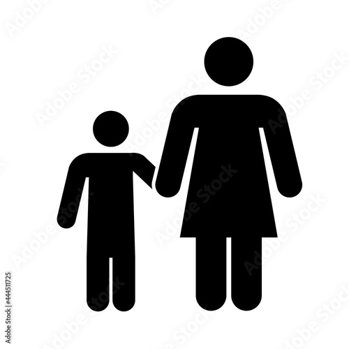 Woman and child icon People in motion active lifestyle sign