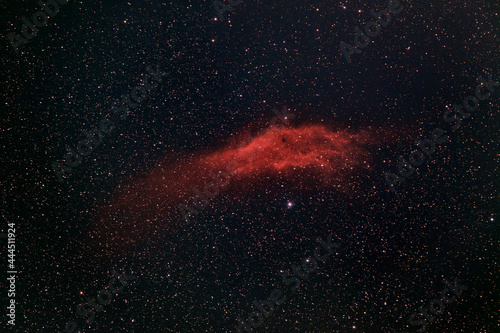 Wide-Field Of  The California Nebula  NGC 1499  in the dark night sky