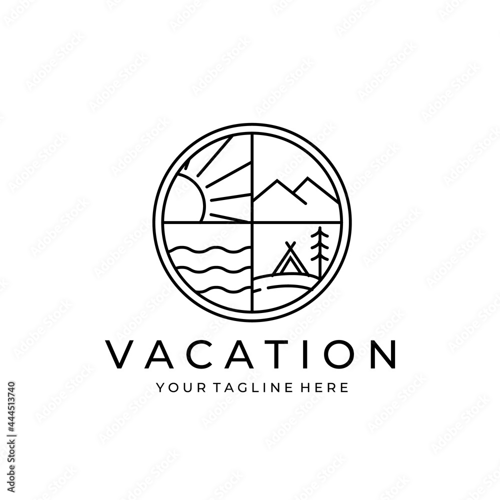 Summer travel vacation vector logo concept illustration design Summer travel vacation vector logo concept illustration design