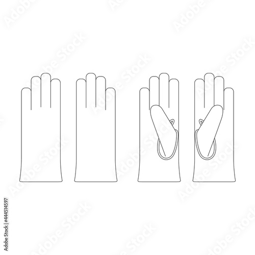 Template leather gloves vector illustration flat sketch design outline assessories