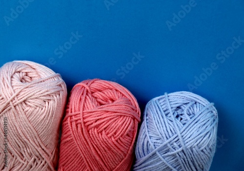 cotton yarn to knit or crochet, craft colourful photography with copy space to your own message