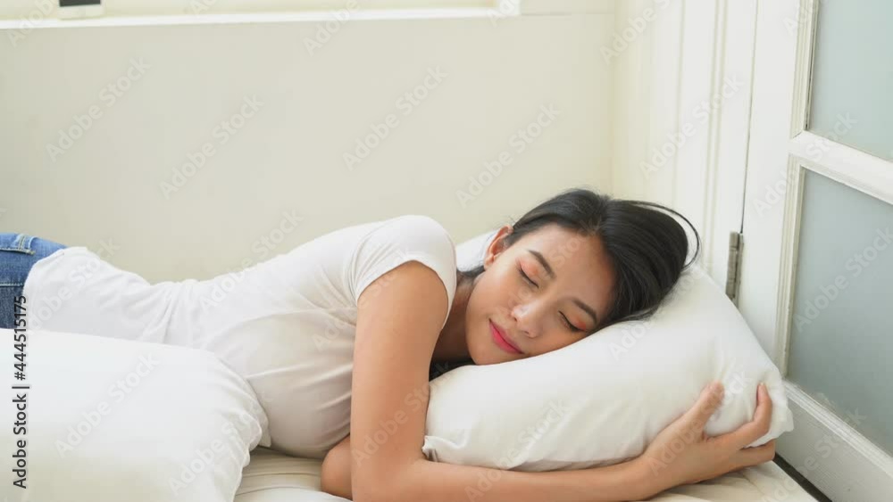 happy beautyfuul woman sleep in bedroom,nice dream on nice day happy beautyfuul woman sleep in bedroom,nice dream on nice day