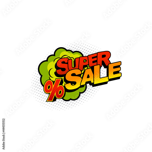 Super sale halftone cloud burst explosion isolated icon. Vector total clearance sale, promo price in shop or market, half tone comic sale label sticker tag. Boom bang cloud, discount percent off sign