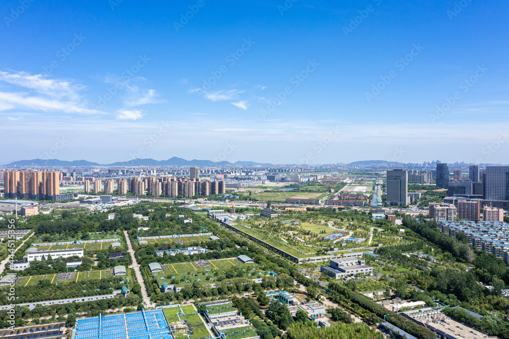 Sewage treatment plant with solar power station