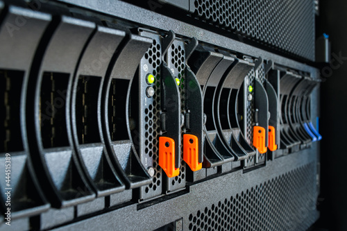 Computer server panel and harddisk raid storage photo