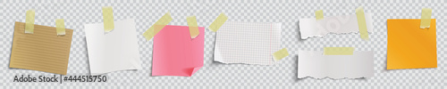 various paper notes attached with tape, vector illustration photo