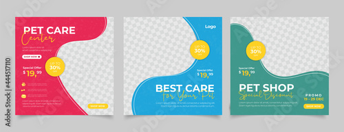 Pet shop banner for social media instagram post template