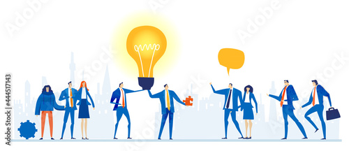 Group of successful business people having a meeting, discussing achievement, analysing the data, making strategy designs. Advising, support and business consulting concept