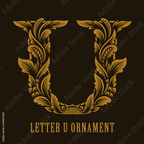 Letter U logo vintage ornament style