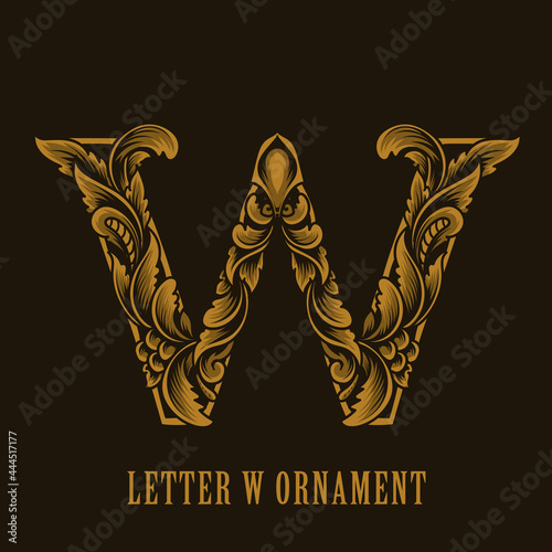 Letter W logo vintage ornament style