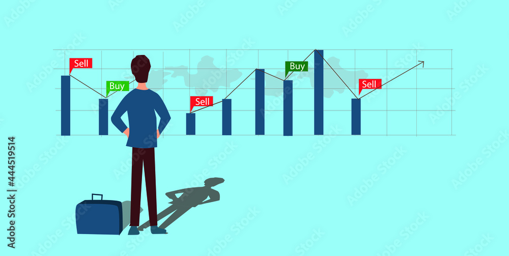 2D illustration stock market concept
