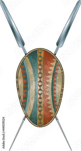 african masai tribe shield and spear