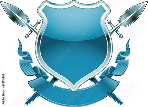 shield with crossing spears and banner