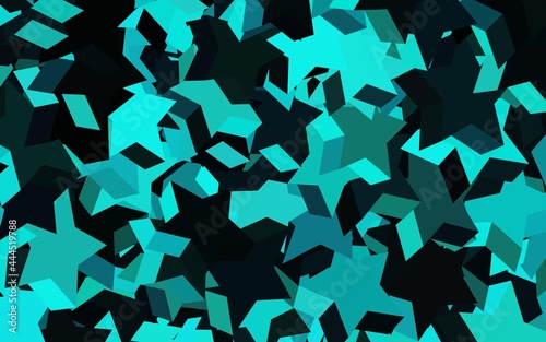 Dark Green vector backdrop with small and big stars.