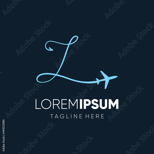 Letter Handwriten L Initial Jet Plane Logo Design Vector Icon Emblem Illustration Graphic 