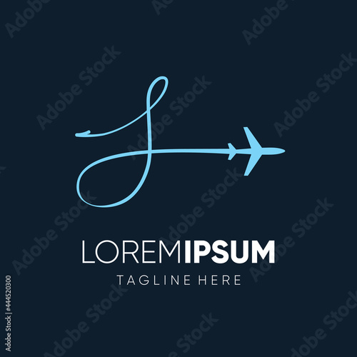 Letter Handwriten S Initial Jet Plane Logo Design Vector Icon Emblem Illustration Graphic 