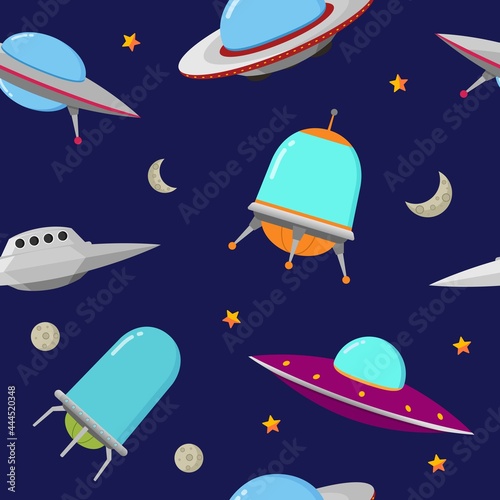 Ufo seamless pattern background vector illustration